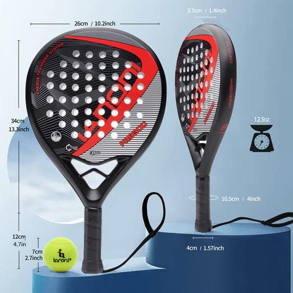IANONI PR8300 Padel Racket | Carbon Fiber Beginner Racket | Red