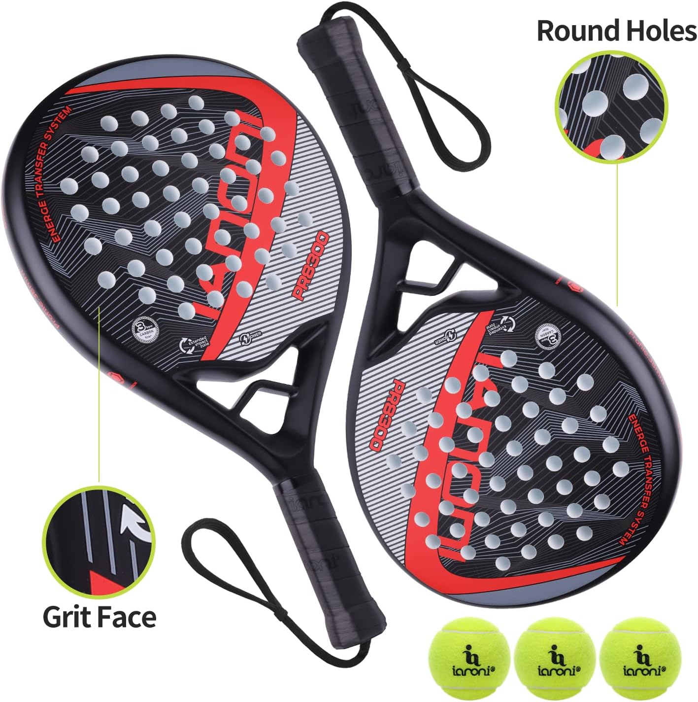 IANONI PR8300 Padel Racket | Carbon Fiber Beginner Racket | Red