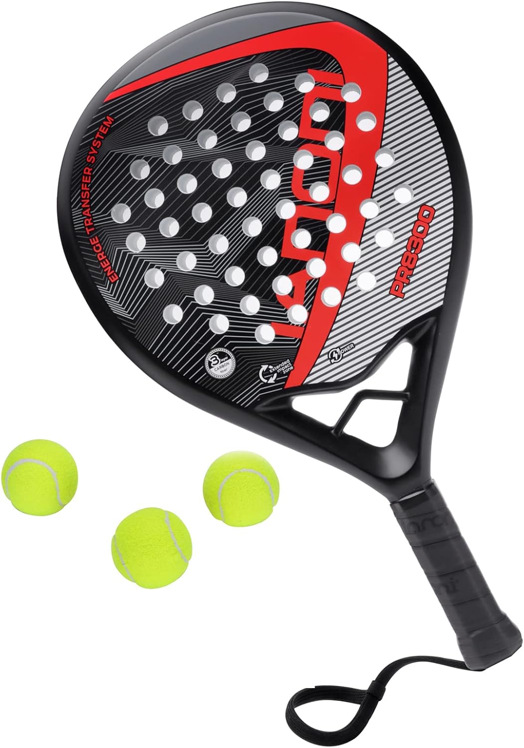 IANONI PR8300 Padel Racket | Carbon Fiber Beginner Racket | Red