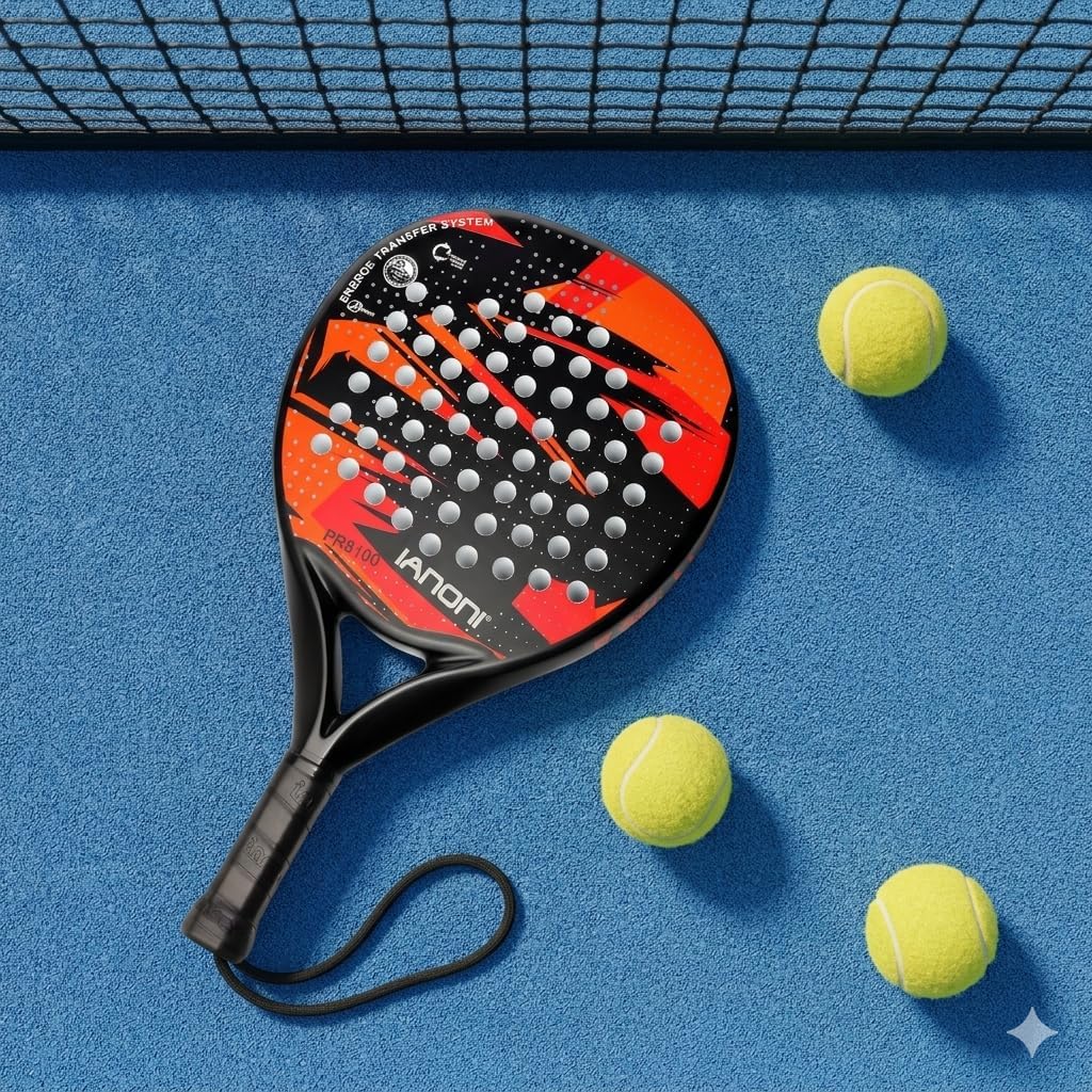 IANONI PR8100 Padel Racket | Carbon Fiber Beginner Racket | Red