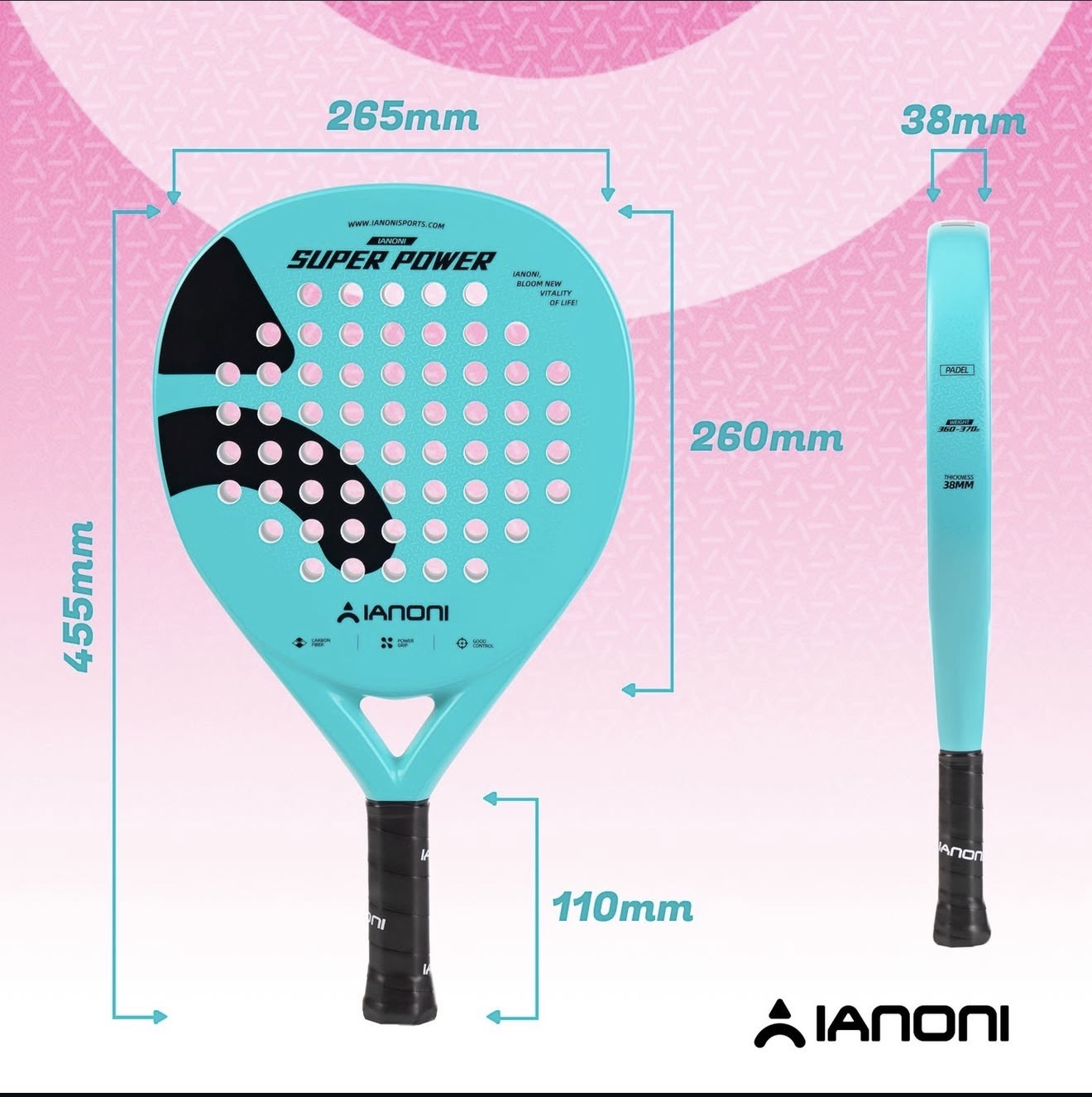 IANONI Padel Racket Superpower Blue Advanced
