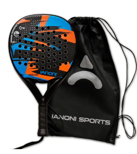 IANONI PR8100 Padel Racket | Carbon Fiber Beginner Racket | Orange & Blue