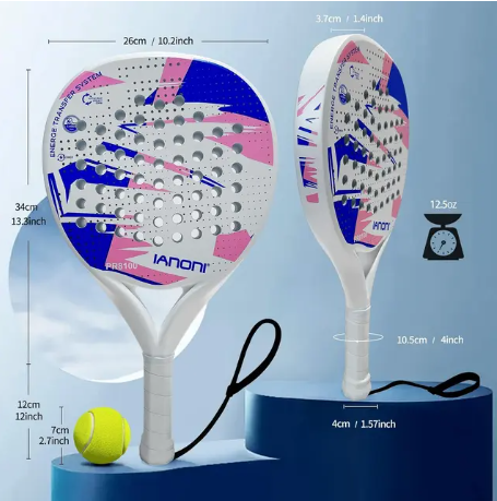 IANONI PR8100 Padel Racket | Carbon Fiber Beginner Racket | White