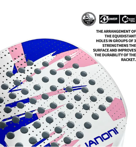 IANONI PR8100 Padel Racket | Carbon Fiber Beginner Racket | White