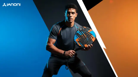 IANONI PR8100 Padel Racket | Carbon Fiber Beginner Racket | Orange & Blue