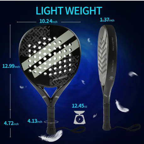IANONI PR8200 Padel Racket | Carbon Fiber Beginner Racket | Grey