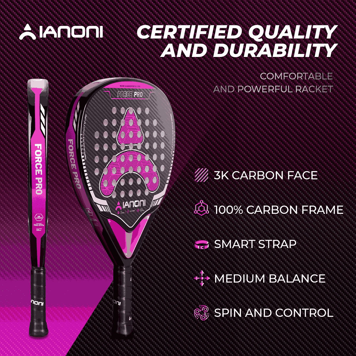 IANONI Padel Force Pro Purple Professional